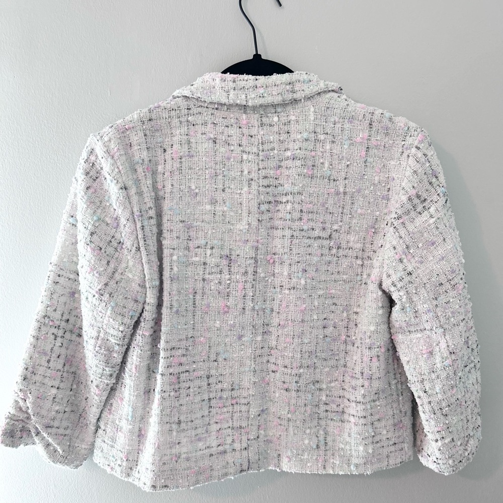 NWOT Elle Pastel Tweed Cropped Blazer Speckle Detail Size Small | Workwear - Picture 3 of 4